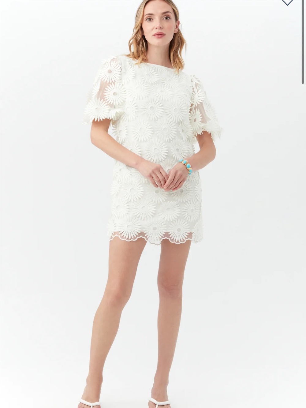 Trina Turk Luv Dress White Floral Embroidered Mini Dress Size 10